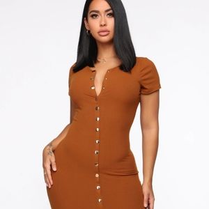 Fashionnova rust color midi dress